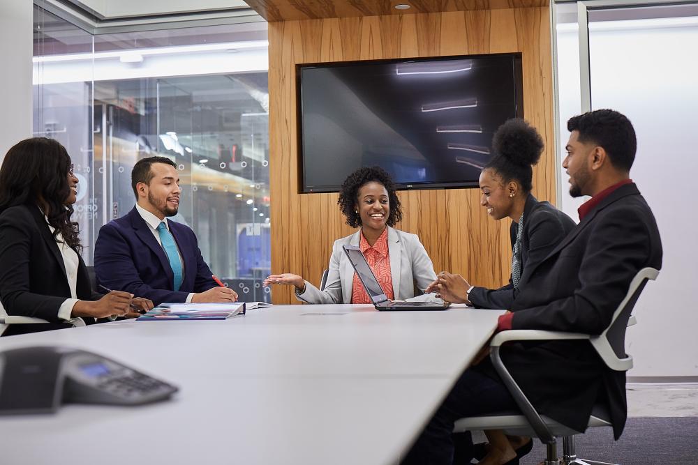 young people in conference room