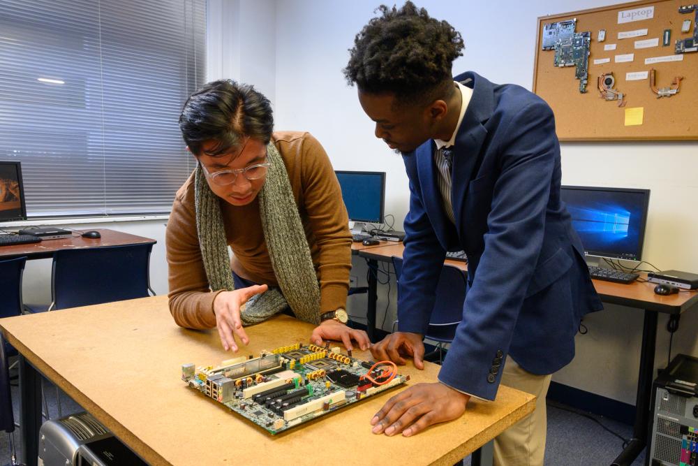 students in work room
